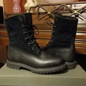Timberland Teddy Fleece fold-down black boots sz 7